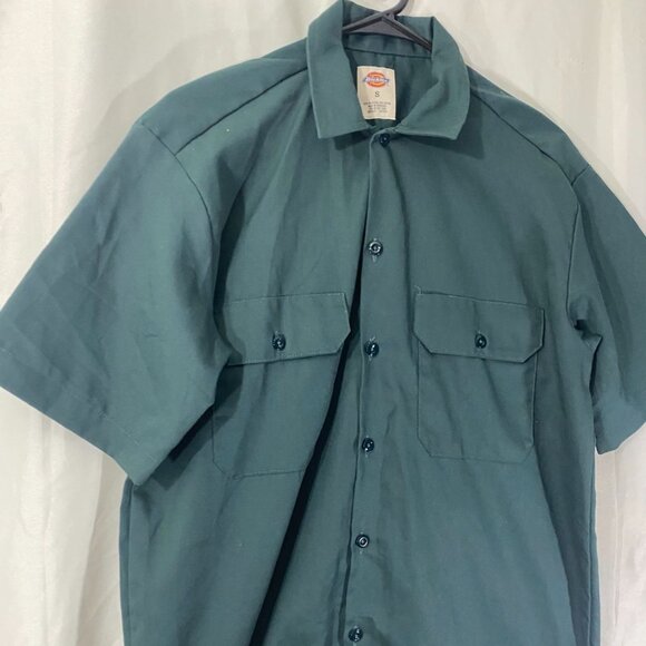 Dickies Men Work Shirt Small Short Sleeve Button Up Pockets Casual Classic Green - Picture 3 of 6